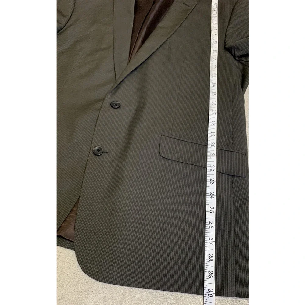 Kenneth Cole Reaction Mens Gray Pinstriped Sport Coat Size 44R Preppy Office